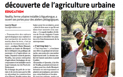 Les élèves de l&rsquo;école Comte à la découverte de l&rsquo;agriculture urbaine : Marie Massart (Midi Libre du 6 juillet 2023)