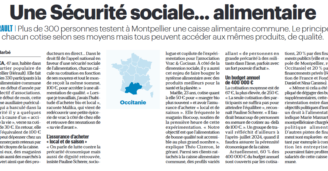 Une sécurité sociale alimentaire (Aujourd’hui en France – 28092023)