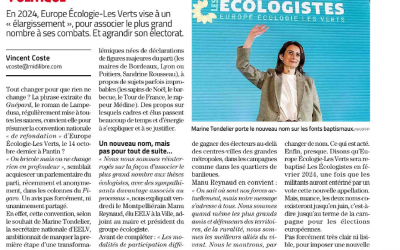 Les Écologistes sont lancés : réaction de Manu Reynaud (Midi Libre du 22.10.2023)