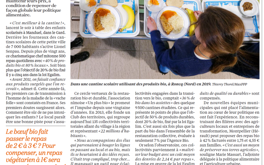 Le Bio dans les cantines : Marie Massart (La Croix du 30 octobre 2023)