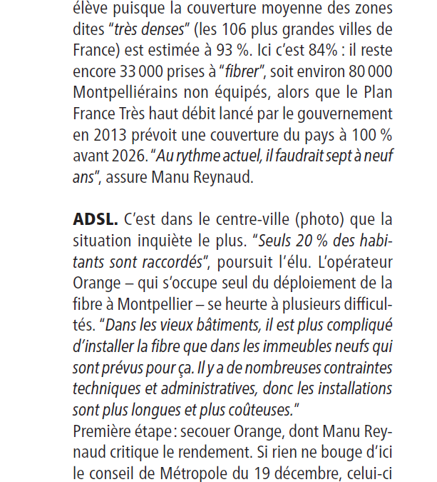 Fibre optique en ville : Manu Reynaud (Gazette de Montpellier 06122023)