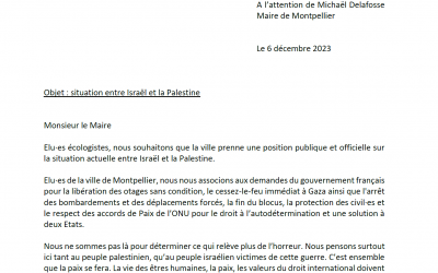 Courrier au Maire : conflit Israël-Palestine (6 décembre 2023)