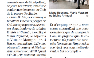 COM et A709 : « Pour des boulevards urbains à la place de l’A709 et du COM » (Manu Reynaud – Midi Libre 02022024)