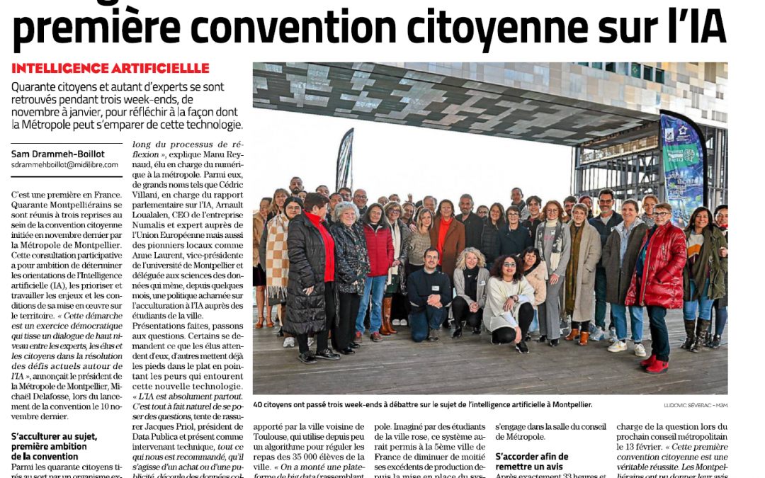 Convention citoyenne sur l’Intelligence artificielle : Manu Reynaud (Midi Libre 8 février 2024)